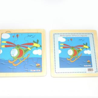Helicopter 9 Piece Wooden Jigsaw Puzzle